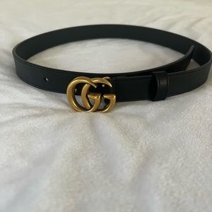 Double G black Gucci leather belt, 65 (for waists 24-27")